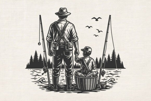Download Fishing Dad and Son SVG Fathers Day. - Day Collection