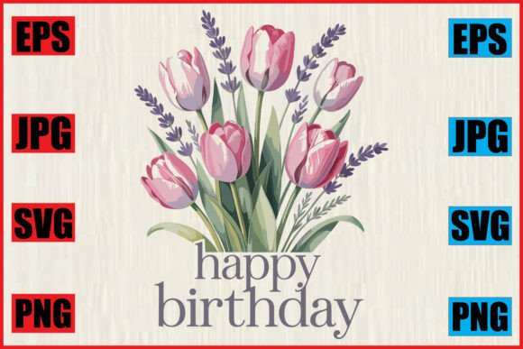 Download Pink Tulip Floral Happy Birthday Card - Day Collection