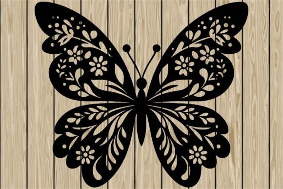 Download Floral Butterfly Stencil Silhouette SVG - Butterfly stencil Collection
