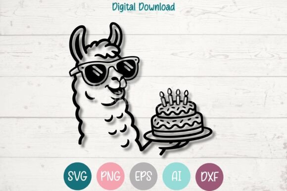 Download Llama with Birthday Cake SVG PNG - Day Collection