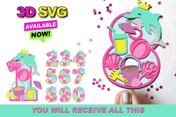 Download Beach Birthday Party Numbers 3D SVG - Day Collection