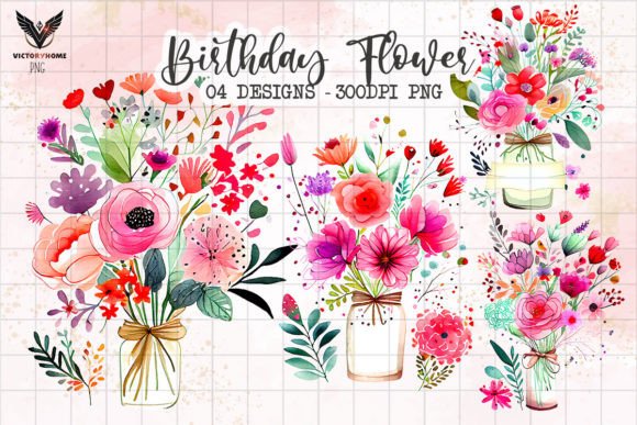 Download Birthday Flower Watercolor Sublimation - Day Collection