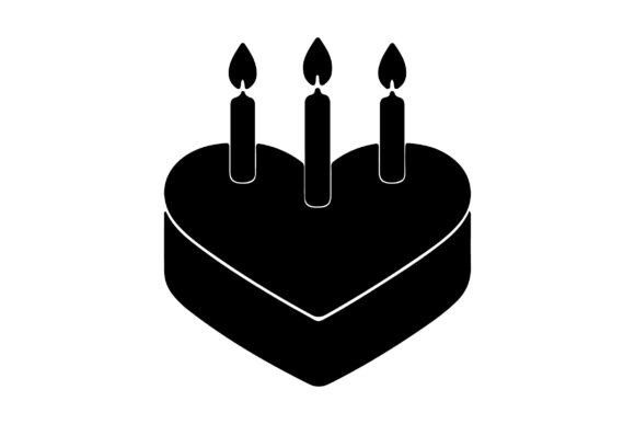 Download Heart Birthday Cake SVG PNG Silhouette - Day Collection