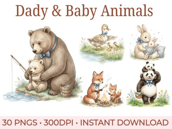 Download Father’s Day Daddy and Baby Animal - Day Collection
